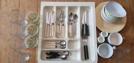 Photo of free A trayful of cutlery and glasses (The Camp AL4) #1