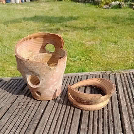 Photo of free BROKEN 6 hole terracotta strawberry herb planter (North Hinksey OX2) #2