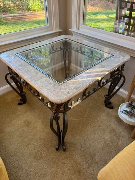 Photo of free Glass and faux marble table (Suwanee) #1