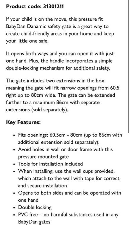 Photo of free BabyDan baby gate (Ravenscourt Park W4) #2