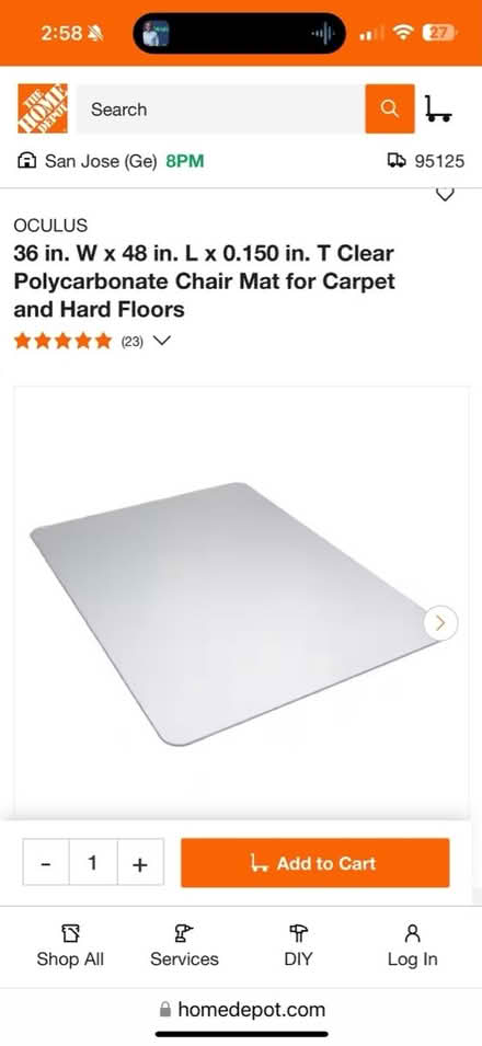 Photo of free Chair mat (Santa Clara) #2