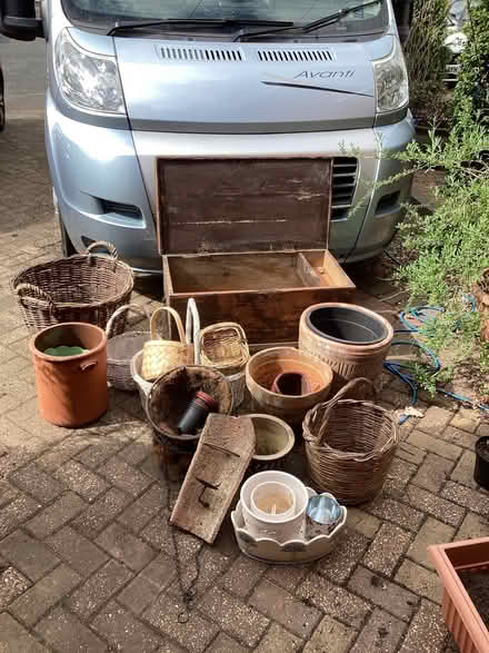 Photo of free A large work box ,assorted terracotta pots and baskets (Malvern Link WR14) #1