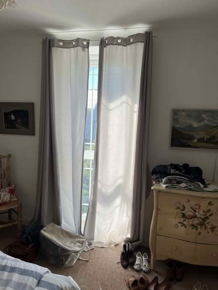 Photo of free Curtains 2.6m+ long, for narrow window, approx 1m wide. (Penrhos Garnedd LL57) #1