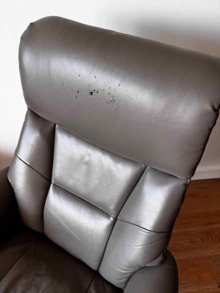 Photo of free Grey leather armchair and footstool (Headland Rd, Newquay) #4