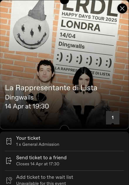 Photo of free Ticket to see a band in London (Hampton TW12) #1