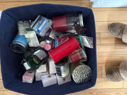 Photo of free Bin full of candles/wax melts (Bridlewood) #1