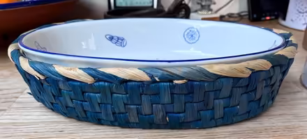 Photo of free Serving dish with raffia holder (TW12 - Hampton Hill) #1