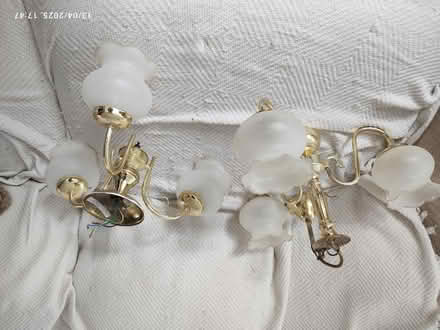 Photo of free 2 gold coloured ceiling lights. (Great Moor SK7) #3