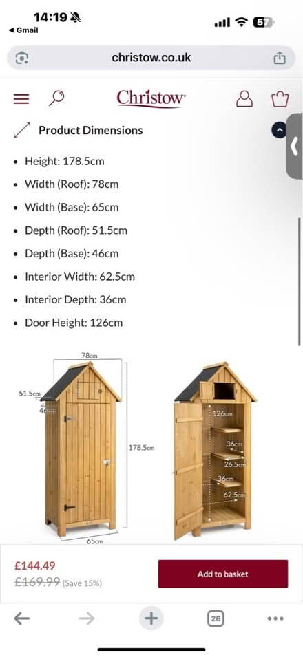 Photo of free Used narrow garden shed (E14 Narrow street) #2