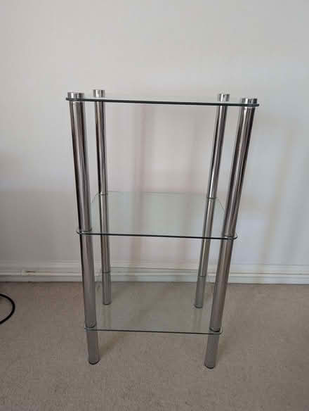 Photo of free Glass and chrome 3 tier shelf unit Freestanding (Harlaxton NG32) #3