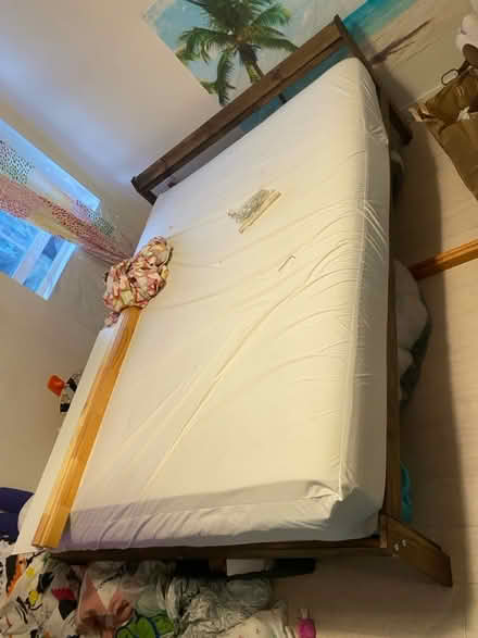 Photo of free Full size wood bed frame (Adams Morgan) #3