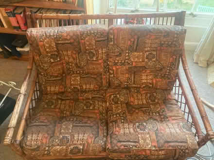 Photo of free Small bamboo sofa with cushions (Woodmancote GL11) #1