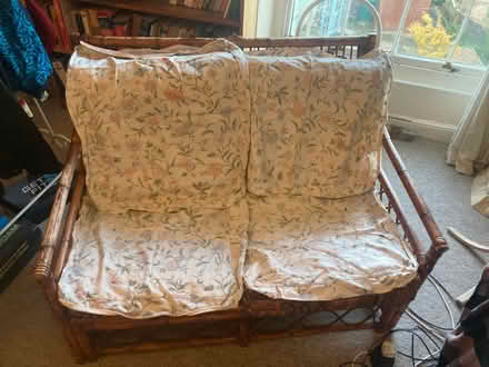 Photo of free Small bamboo sofa with cushions (Woodmancote GL11) #3