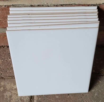 Photo of free 9 white ceramic wall tiles 6" x 6", thickness 1/8"(3.5mm) (Downham Market PE38) #3