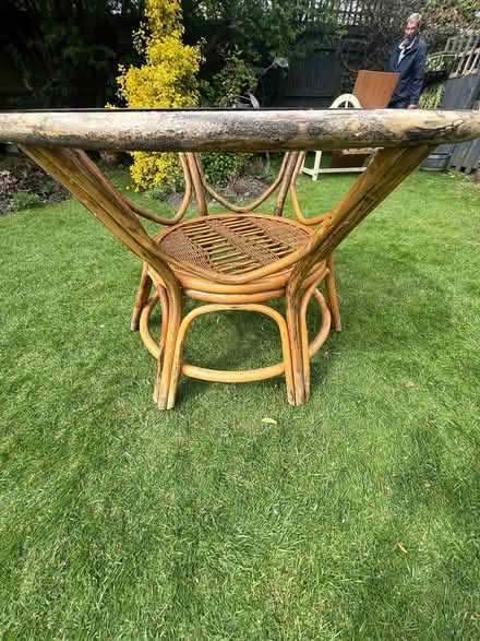Photo of free Bamboo garden table witglass top (Market Avenue Chichester) #2