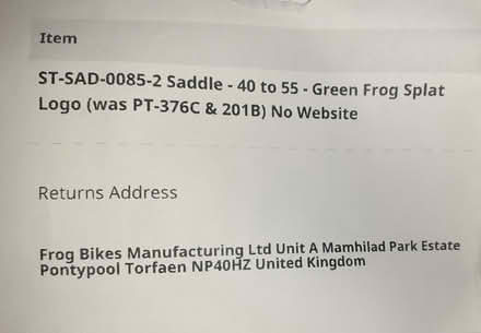 Photo of free Green Frog Children's Bike Saddle size 40-55 (Gledhow LS8) #2