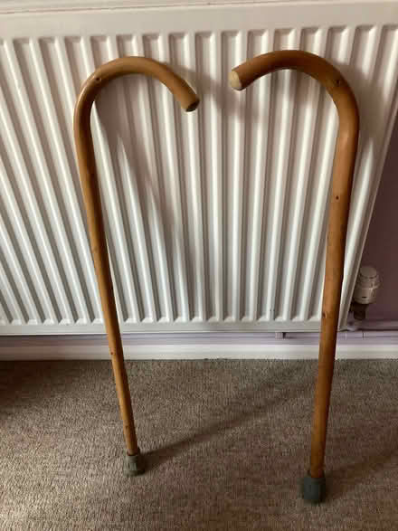 Photo of free 2 x Sturdy Wooden Walking Sticks with rubber ferrules (St James, South Elmham IP19) #1