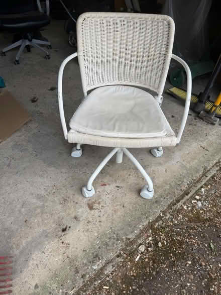 Photo of free Wicker chair on wheels (Penn Bucks) #1