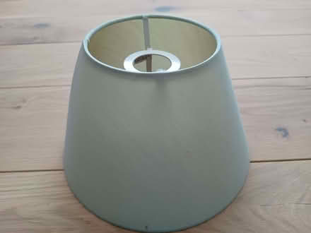 Photo of free Small pale blue lampshade. Ceiling, or lampstand. Marked. (Risinghurst OX3) #1
