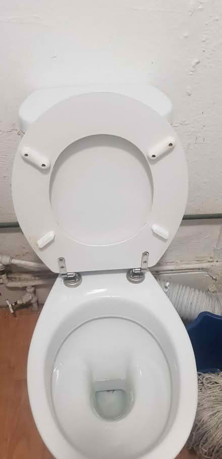 Photo of free Wooden toilet seat with white vinyl (Fullwell cross) #3
