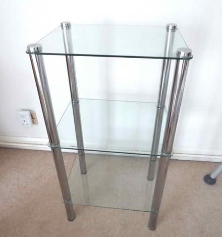 Photo of free Glass and chrome free standing shelf unit Shelves (Bingham NG13) #1