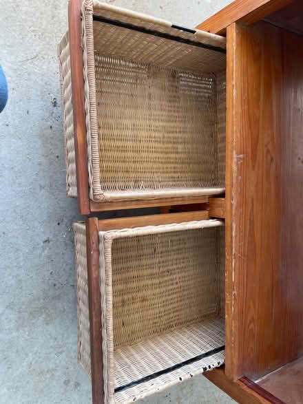 Photo of free Pine and wicker small cupboard (Earnley PO20) #2
