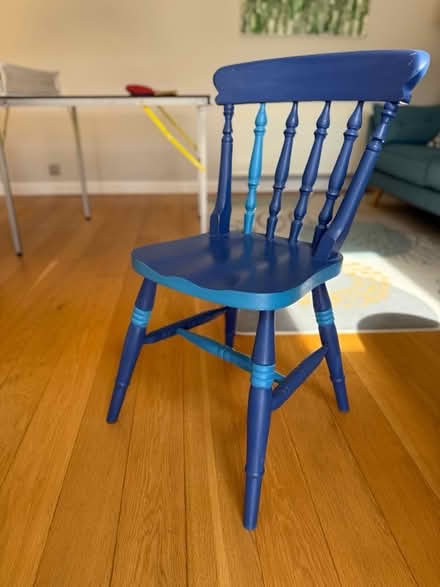 Photo of free Blue wooden chair (AL3) #1