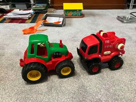 Photo of free Two chunky plastic push along toys - Tractor and Fire Engine (Wash Common RG14) #2