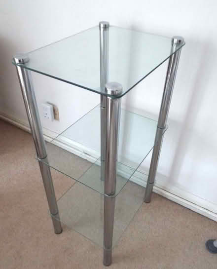 Photo of free Glass and chrome free standing shelf unit Shelves (Bingham NG13) #3