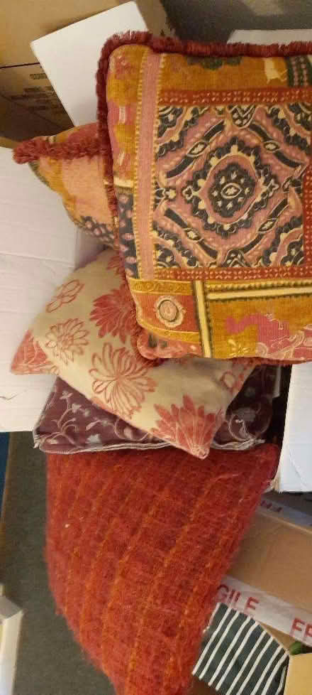 Photo of free Box of mixed red chair cushions (Wake Green B13) #1