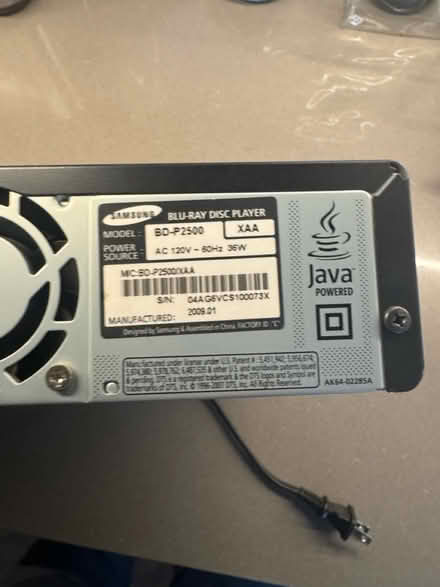 Photo of free Samsung Blue Ray DVD player (South Pasadena) #2