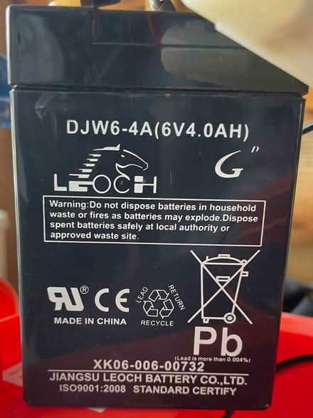 Photo of 6v rechargeable battery (Cholsey Meadows OX10) #1