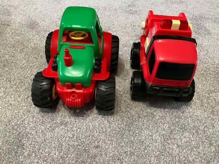 Photo of free Two chunky plastic push along toys - Tractor and Fire Engine (Wash Common RG14) #1