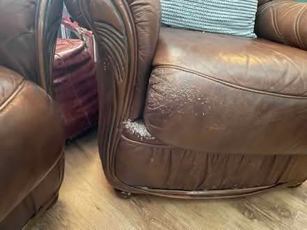 Photo of free 2 Brown Leather Chairs (Ballycullen, D24) #1
