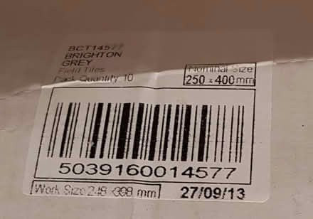 Photo of free 7 ceramic bathroom tiles, colour 'Brighton Grey' (Kettlesing Bottom HG3) #2