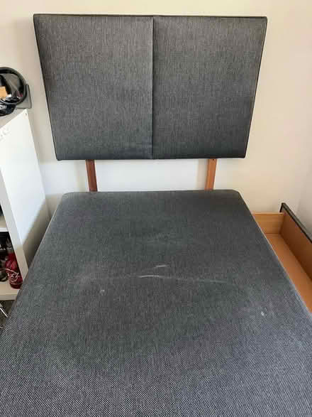 Photo of free Grey upholstered single bed (Paddock wood Kent) #1