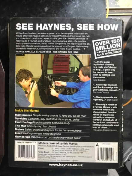Photo of free Haynes Peugeot 206 Book (SK6 Stockport) #2