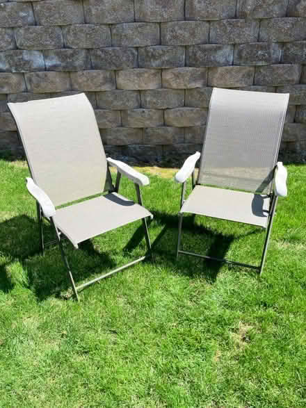 Photo of free Set of 2 Used folding patio chairs (Berks County - Oley) #1