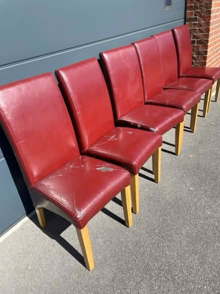 Photo of free 6 oak leather dining chairs (Moortown LS17) #1