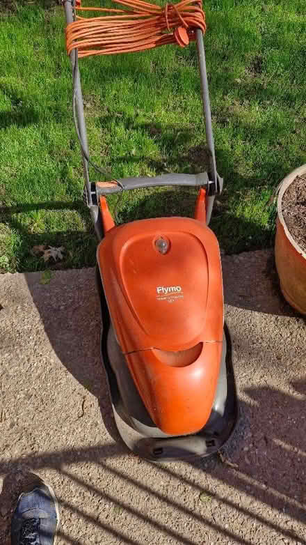 Photo of free Flymo lawnmower with grass box (The Dovecotes WV8) #1