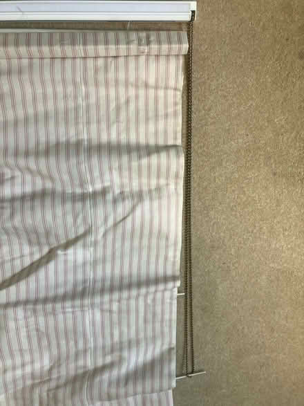 Photo of free blackout Roman blind - pink & white (Finchley Central N3) #4