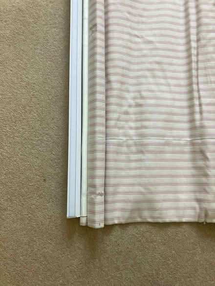 Photo of free blackout Roman blind - pink & white (Finchley Central N3) #3