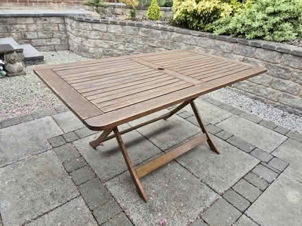 Photo of free Wooden garden table vgc (Desford LE9) #1