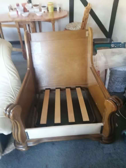Photo of free Leather Sofa 2 Chairs & Footstool (Ferring BN12) #4