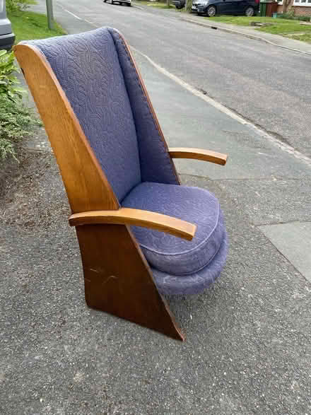 Photo of free Vintage wooden upholstered chair (Epsom) #1