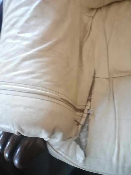 Photo of free Leather Sofa 2 Chairs & Footstool (Ferring BN12) #3