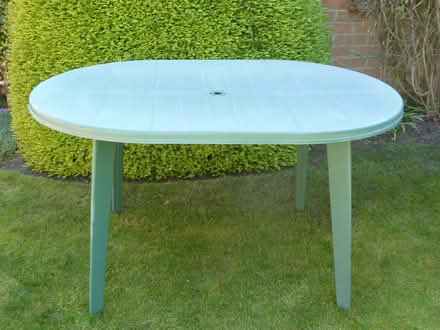 Photo of free Garden table, green, sturdy plastic (Northcourt OX14) #1