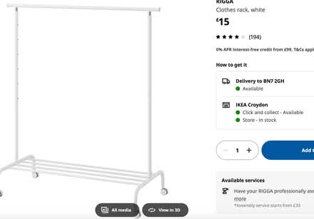 Photo of free Ikea Rigga Garment Rail (Lewes BN7) #1