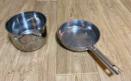 Photo of free Stainless steel skillet & stock pot (Bishops Cleeve GL52) #1