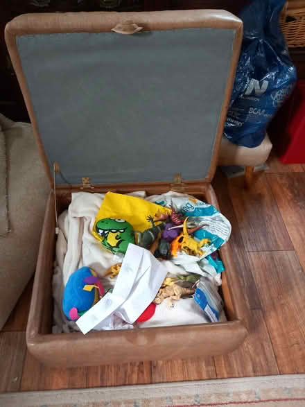 Photo of free Tan leather storage foot stool (Blunham) #3